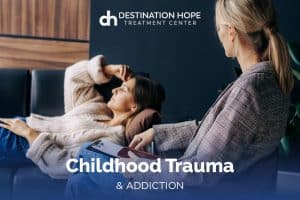 woman talking about childhood trauma with therapist