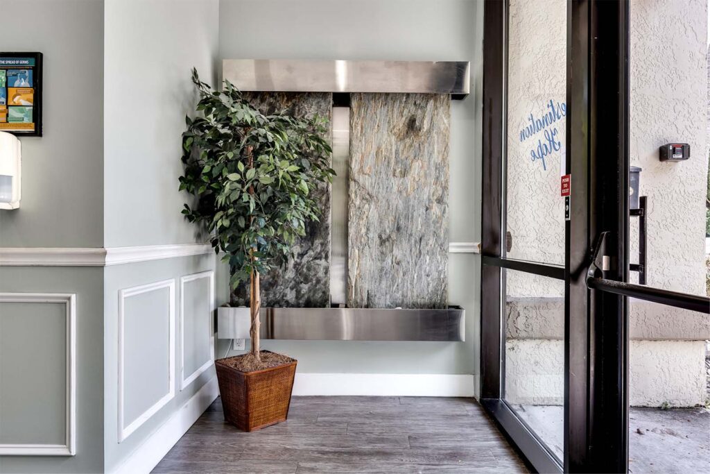 Hallway with tree
